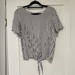 Socialite Black and White Striped Blouse